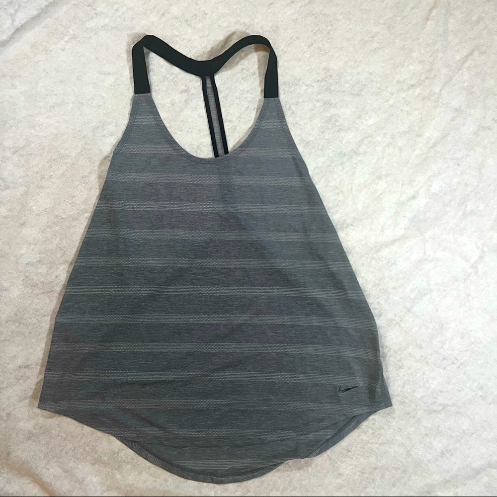 Gray Striped Racerback Nike Athletic Dri-Fit Tank